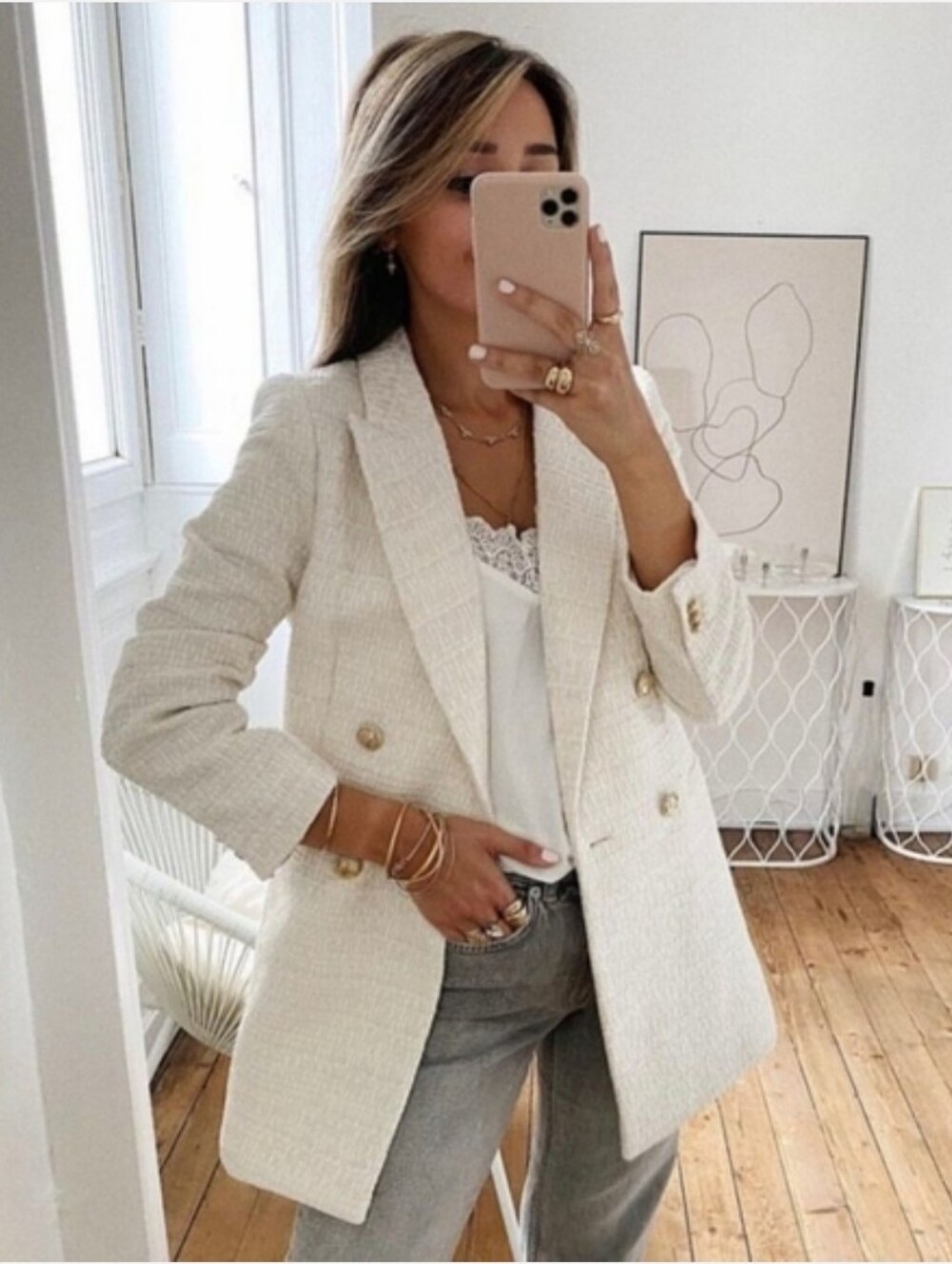 H&M Textured Tweed  Blazer Jacket New Size S - Picture 5 of 8